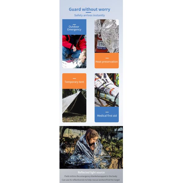 Extra Large Emergency Sleeping Bags Aluminized PE Survival Gear Supplies for Camping Hiking. Emergency Blankets for Survival