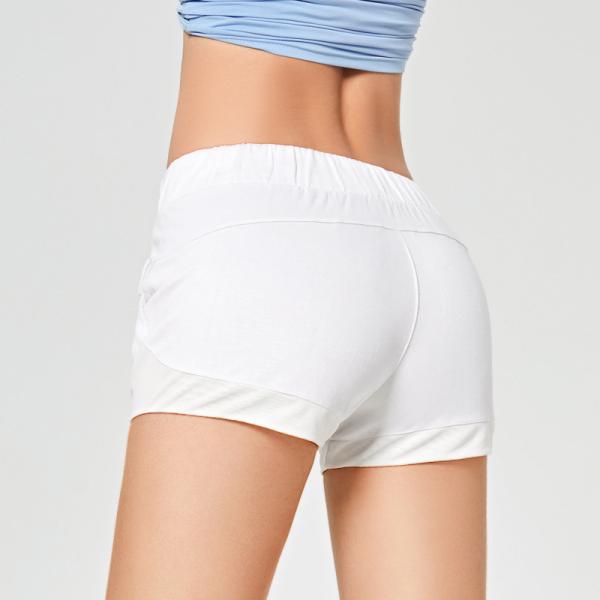 Short respirável de corrida da ioga do short de Custom Logo Women Anti Wrinkle Soft do fabricante da fábrica do Oem com bolsos
