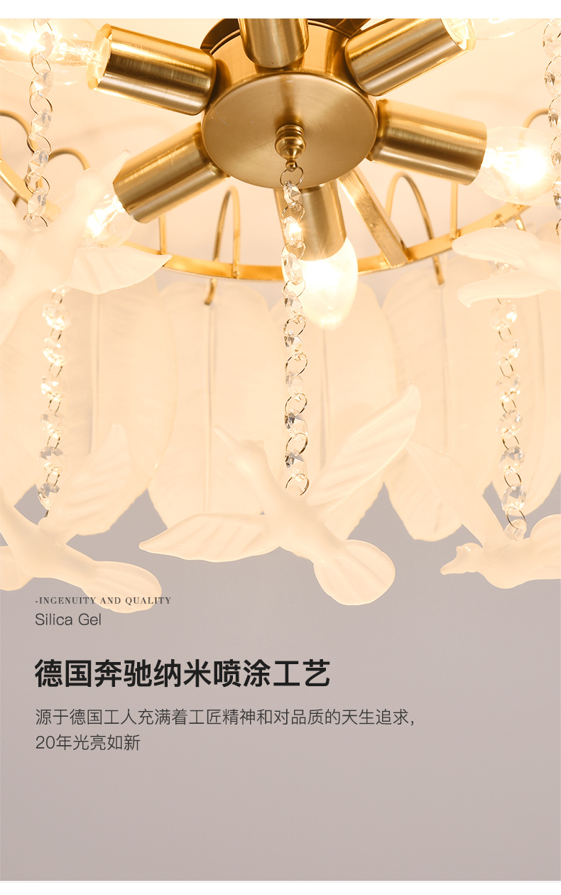 Creative Glass Feather Chandelier Modern Living Bedroom Kitchen Island Hanging(WH-CY-252)