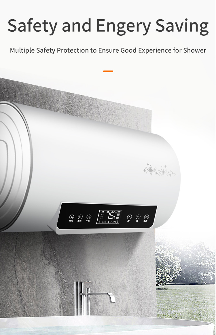40L/50L/60L/80L 2000W Electric Bathroom Hot Storage Water Heater Plastic for Shower 1 Piece Touch Button Wall Mounted IPX4 220
