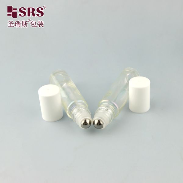 BLPM-10ML SRS Electroplated Iridescent Glass Roll-On Bottles for Perfume Customizable Luxury Cosmetic Packaging with Stainless Steel Roller Ball