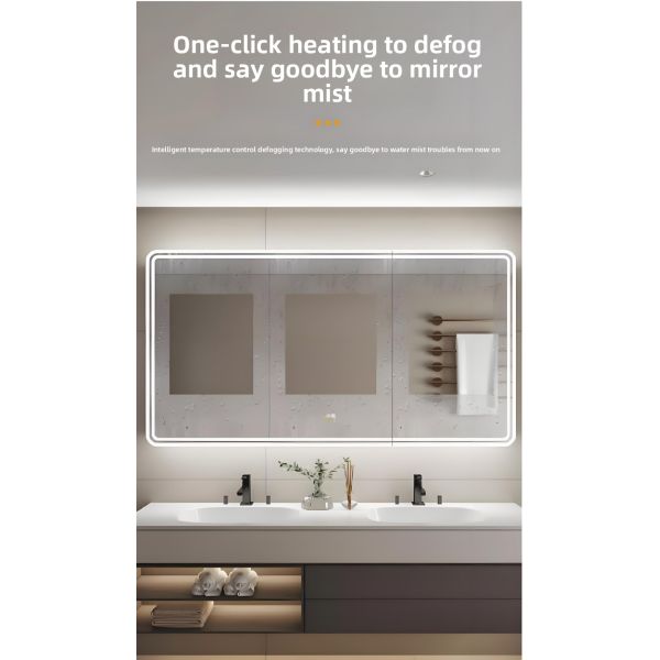 Modern Luxury LED Bathroom Medicine Cabinet Water-Resistant Touch Switch Aluminum Frame Defogger IP44 Rated Wall-Mounted Hotels