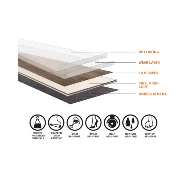 4mm Thickness LVT Vinyl Flooring Click Lock 100% Virgin Material UV Coating