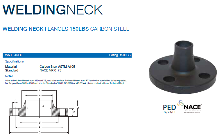 Anti Rust Carbon Steel Welding Neck Flange 150LBS ASTM A105 NACE MR0175