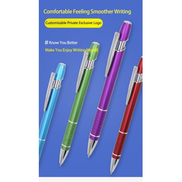 Multi Colors Press Metal Ballpoint Pen 1.0mm Anti-Slip Pen Grip Click Ball Pen