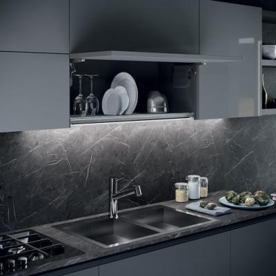 Modern Style Designs Melamine-faced Chipboard Kitchen Cabinets With Peninsula And Sink Custom Cabinets Kitchen