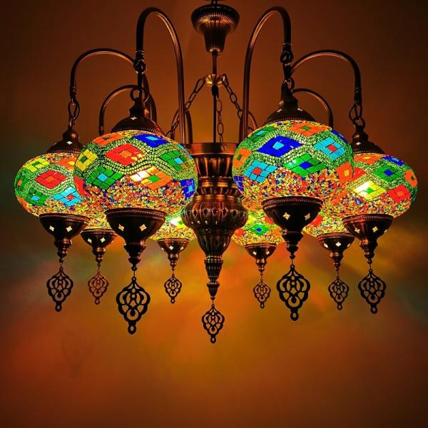 Colorful pendant lamp with handmade glass lampshade southeast antique turkish hanging lamp（WH-DC-28)