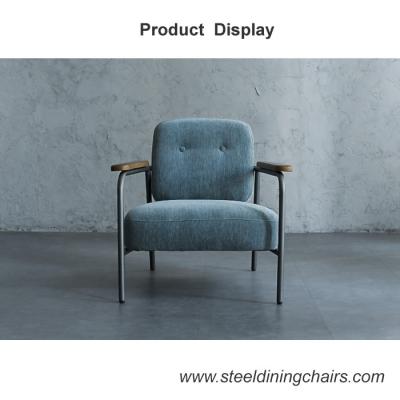 Solid Ash Wood Black Steel frame Armrest Leisure Lounge Accent Chair