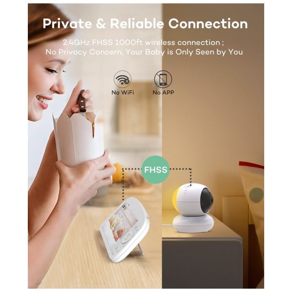 5.5 Inch 1080P Baby Monitor with 360 Pan Tilt Night Vision and Two-Way Audio