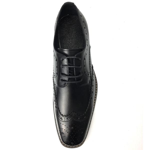 Mens Casual Leather Shoes / Mens Black Oxford Shoes Fashion Italian Style