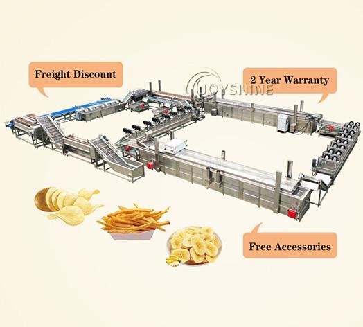 58 kw Linha de batatas fritas automática para fazer máquinas de batatas fritas congeladas doces