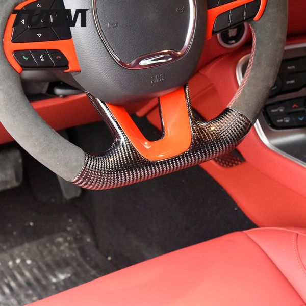 380mm Red Black Dodge Ram Leather Steering Wheel Carbon Fiber OEM