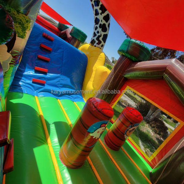 Indoor and Outdoor Fun Commercial PVC Inflatable Farm Animal Bouncy Castle with Slide