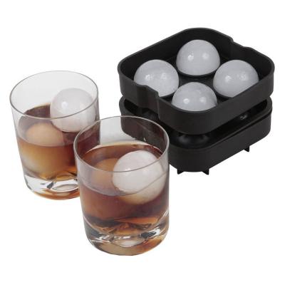 FDA 4 bandejas do cubo de gelo do silicone da forma da bola da cavidade 125g
