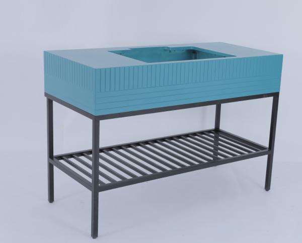 Stainless Custom Modern Bathroom Vanity With Metal Console