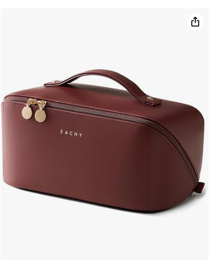 EACHY Travel Makeup Bag,Large Capacity Cosmetic Bags for Women,Waterproof Portable Pouch Open Flat Toiletry Bag Pattern Makeup Bag