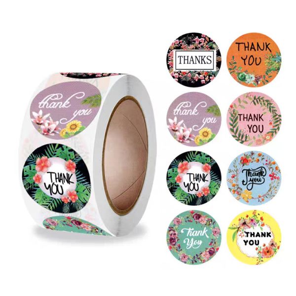 OEM Polyester Flower Wedding Thank You Stickers Bridal Shower Gift Tag