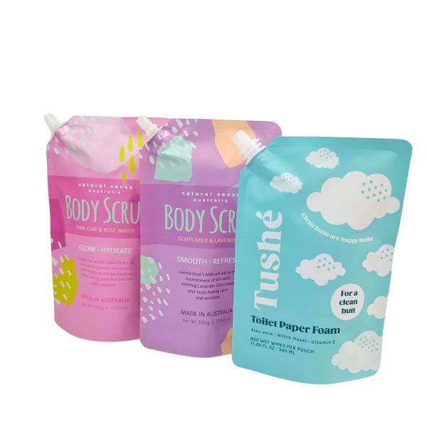  Liquid Plastic Stand Up Pouch With Spout Squeeze Packaging Bag For Cosmetic Beverage Lotion Nozzle Bag