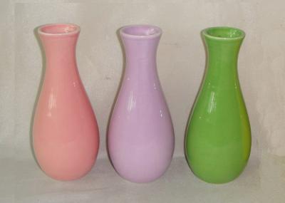 Round Shape Ceramic Vases And Pots Solid Color Glazed Vase Flower Pot For Spring / Summer