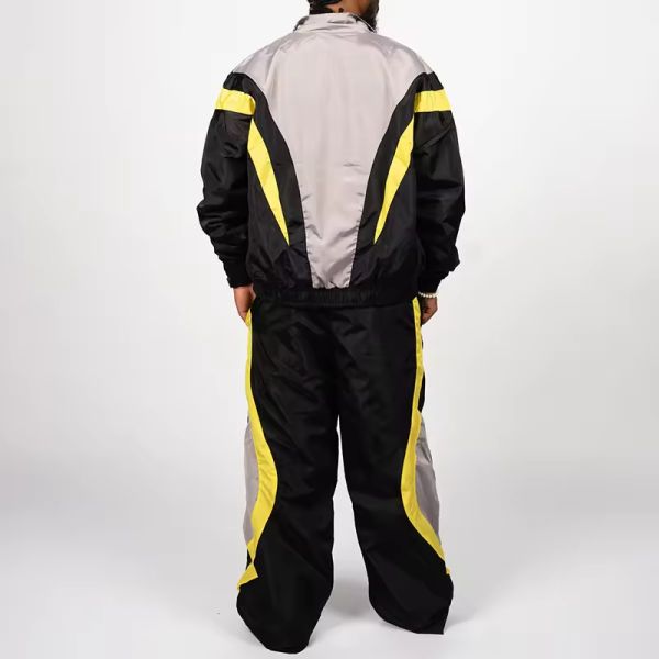 Veste de veste de vent personnalisée empilée ampouleuse en forme de survêtement en nylon ensemble de survêtement en nylon