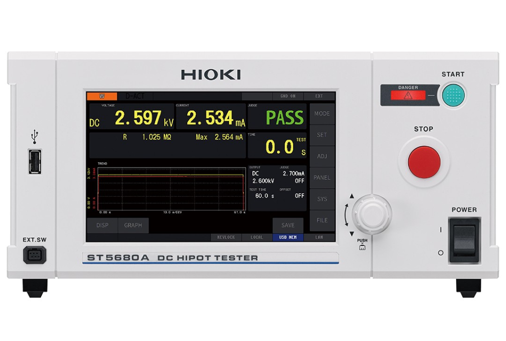 HIOKI ST5680A DC Hipot Insulation Resistance Tester, 8kV Output with Waveform Recording for EV Battery Safety Test