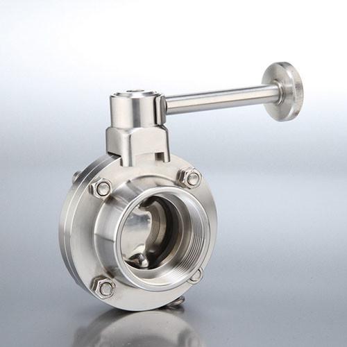 SS304 Stainless Steel Sanitary Valves DIN Standard Weld Thread Sanitary Butterfly Valves