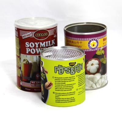 Latas compostas do papel aberto fácil de alumínio feito sob encomenda da tampa para frutos e porcas secados cereal da farinha de aveia