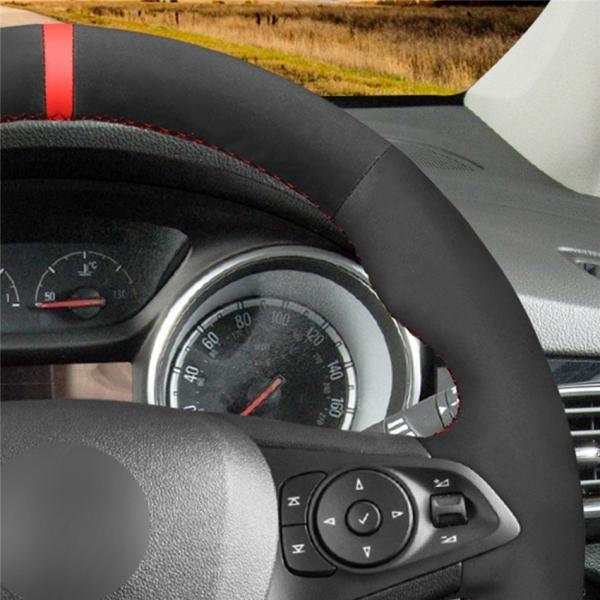 Mewant vegan suede plus leather plus carbon fiber steering wheel cover for Holden Commodore  Astra Calais 2018-2020 car interior