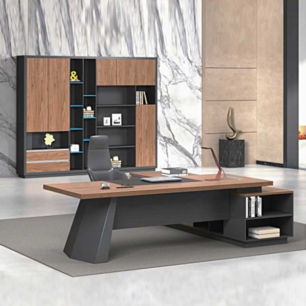 Luxury Executive Office Desk L-Shaped Boss Table with Customizable Colors and Melamine Board 2500*2000*750HMM