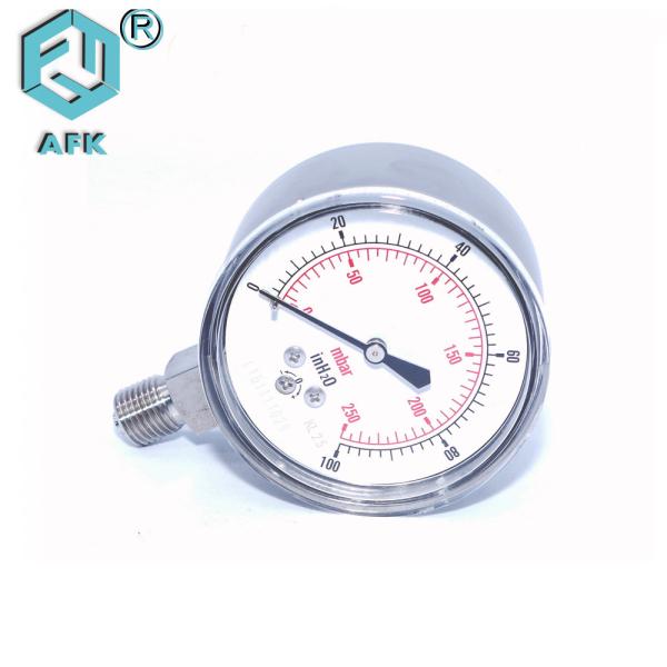 Diameter 63mm Stainless Steel Oil Filled Gas Pressure Test Gauge