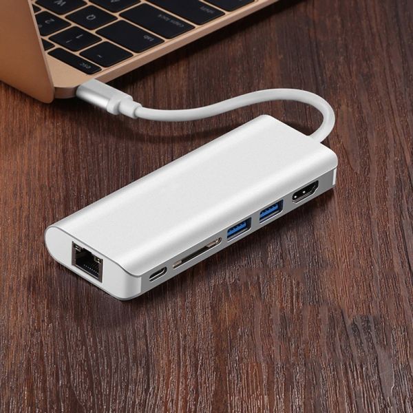 Kico  Aluminum housing multi ports 4 in 1 USB-C to 4K*2K HDMI + USB3.0 + USB2.0 Type C PD charge usb hub with power supply