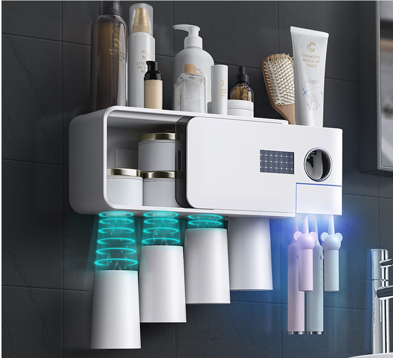 Suction Type 30RH UV Toothbrush Holder , DC3.7V Toothbrush Sanitizer Holder