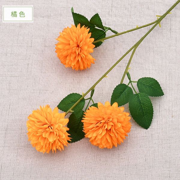 Simulated Three Headed Ball Chrysanthemum Fake Flower Hydrangea Artificial Flower Table Tennis Chrysanthemum Wedding Home Decoration Simulated Hydrangea Bouquet