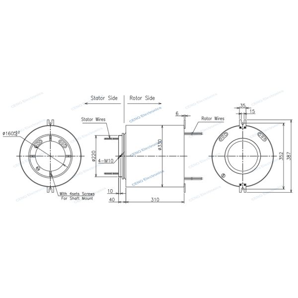 IP67 водонепроницаемое скользящее кольцо с полым валом для лодок и судовой техники
