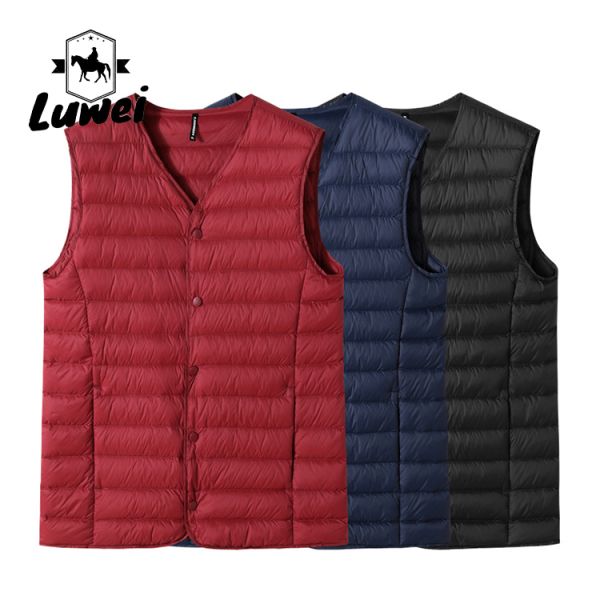 V Neck Bubble Vest Jacket Polyester Легкий спортивный жилет на открытом воздухе