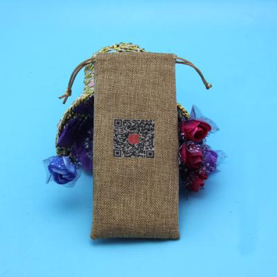 Saco de cordão da juta da carteira de 8 x de 10cm com o logotipo impresso costume fácil levar