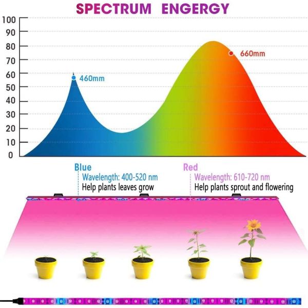 LED Grow Light Strips,Waterproof Full Spectrum Plant Grow Light, USB 16ft 300LEDs