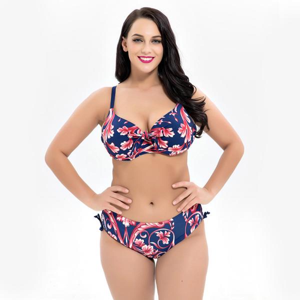 Plus Size Two piece Swimsuit print flower Swimsuit Women Push up 1928