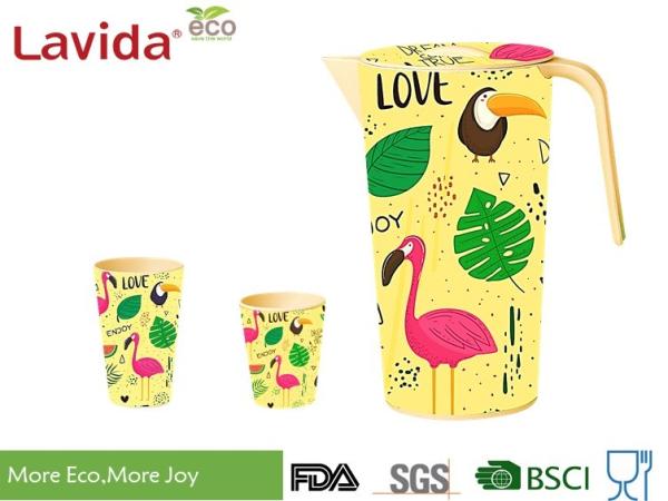 FDA LFGB Standards Bamboo Water Jug Stylish Design High Temperature Tolerance Oddorless Durable Recycled