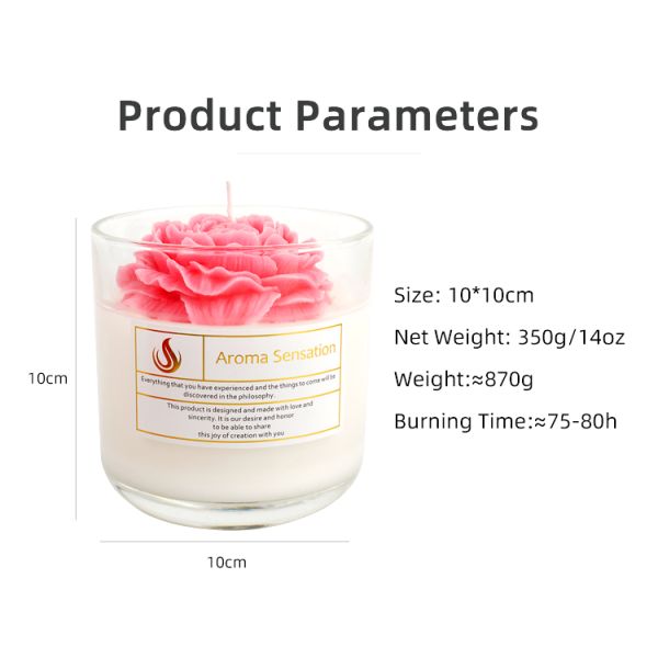 Parties Glass Jar Scented Candle 3D Flower Home Decor Fragrance Candle Custom Logo