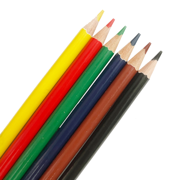 High Quality 7 Inch 6PCS Colored Students Painting Wood Round Shape Color Pencil