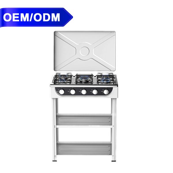 Free Standing 5 Burner Range Wholesale Cooker With Iron Lid LPG Gas Powered Portable For Outdoor