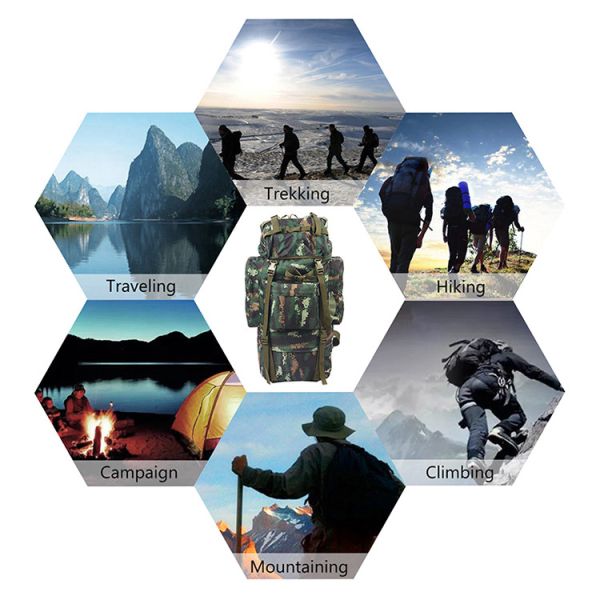 Big Outdoor Tactical Bag / Camouflage Army Military Travel Backpack Oxford With Rain Cover