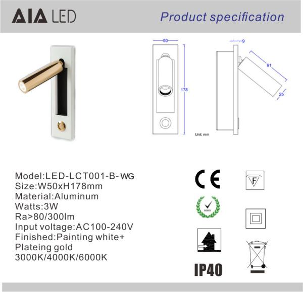 Indoor hotel wall light modern wall light bedside reading light //led headboard wall light for villa