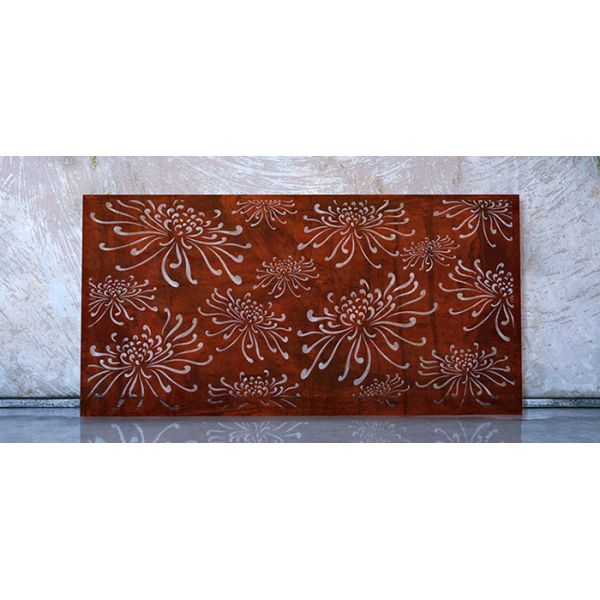 Chrysanthemum Pattern Rusty Metal Garden Ornaments Corten Steel Laser Cut Panels