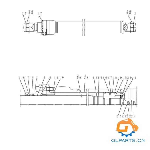 Pour Kobelco SK200-8 SK210-8 Cylindre à bras hydraulique pour excavatrice YN01V00175F2 Cylindre à bâton