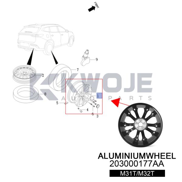 OEM 203000177AA 19 Inch Aluminum Wheel Rim For EXEED TX TXL Black