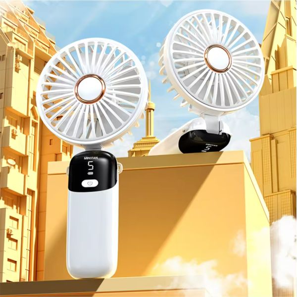 Mini Desk Foldable Fan 1200mAh 5 Speeds Ultra Quite Portable Handheld Fan for Women Girl