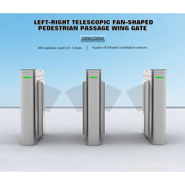 HCW Flap Barrier Turnstile with 15mm Plexiglass Door Wings 4 Pairs Infrared Beams and Certified Pedestrian Access Control Turnstile