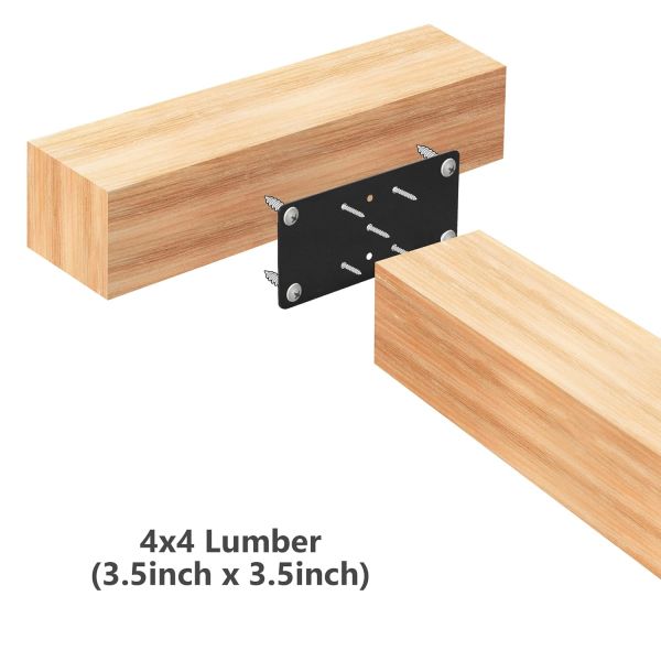 Black Steel Plate Post Anchor Base 2 pc for Wood Joint Wood Fence and Mail Post Bracket